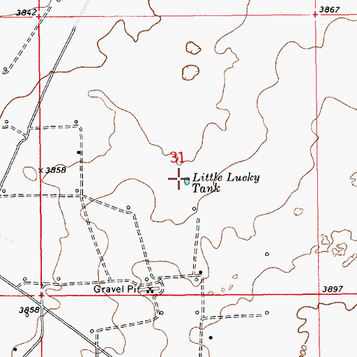 Topographic Map of Little Lucky Tank, NM