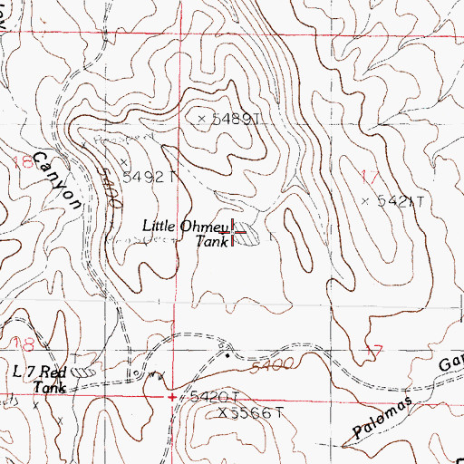 Topographic Map of Little Ohmey Tank, NM