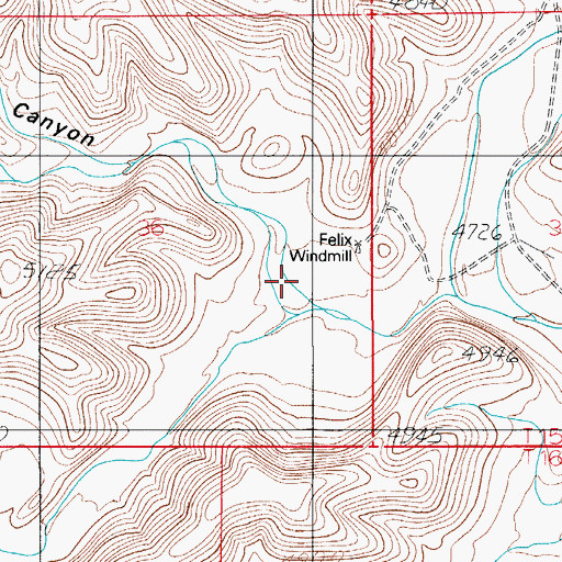 Topographic Map of Little Ox Yoke Canyon, NM