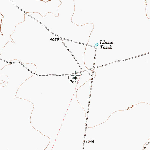 Topographic Map of Llano Pens, NM
