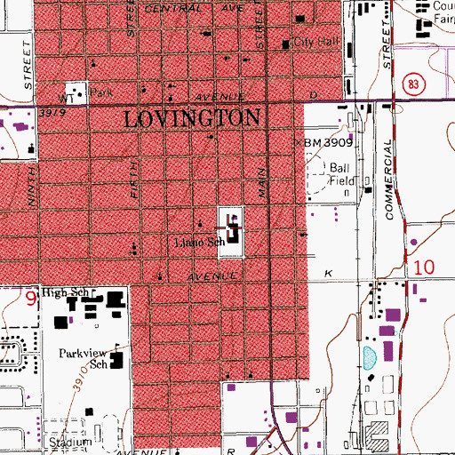 Topographic Map of Llano School, NM