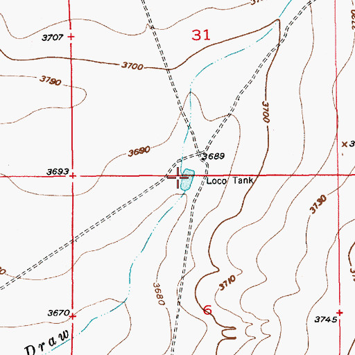 Topographic Map of Loco Tank, NM