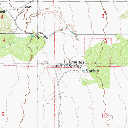 Topographic Map of Lomitas Spring, NM