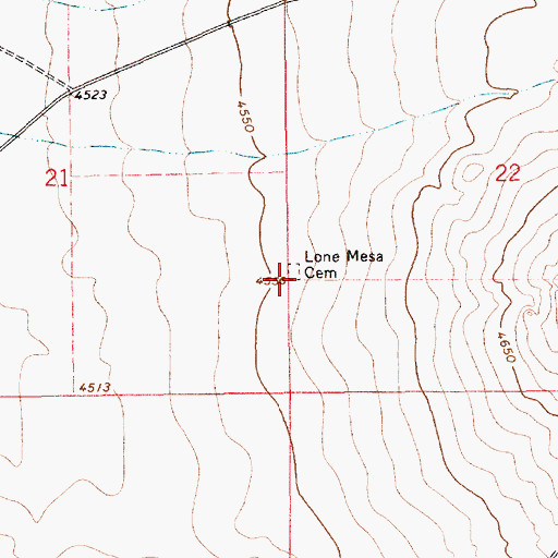 Topographic Map of Lone Mesa Cemetery, NM