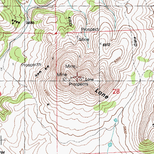 Topographic Map of Lone Mountain, NM