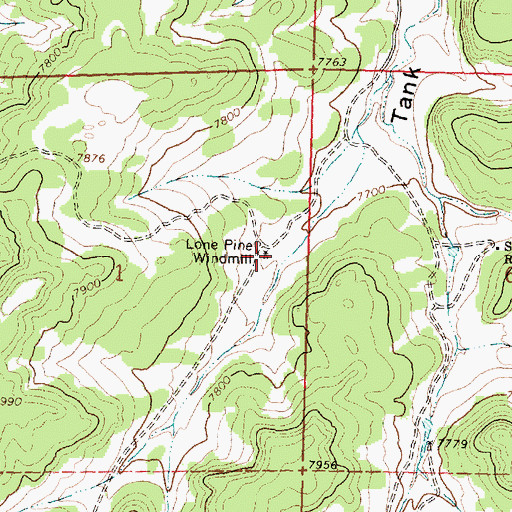 Topographic Map of Lone Pine Windmill, NM