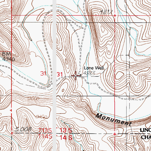 Topographic Map of Lone Well, NM
