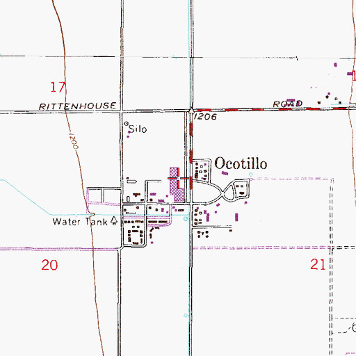 Topographic Map of Ocotillo, AZ