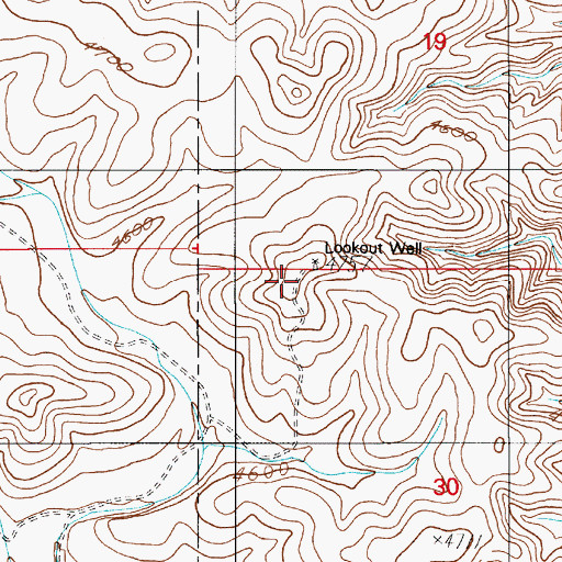 Topographic Map of Lookout Well, NM