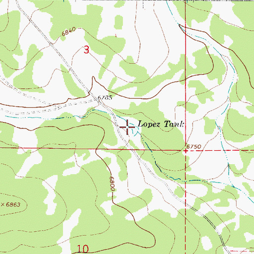 Topographic Map of Lopez Tank, NM