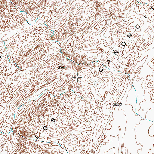 Topographic Map of Los Caoncitos, NM