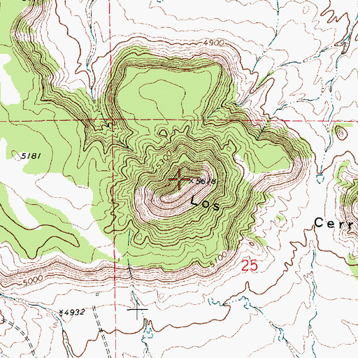 Topographic Map of Los Cerritos, NM