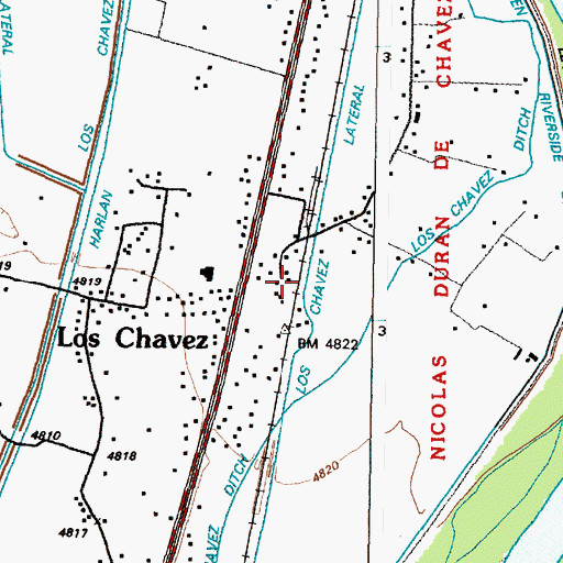 Topographic Map of Los Chavez, NM