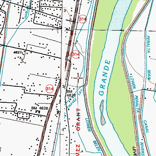 Topographic Map of Los Chavez Ditch, NM