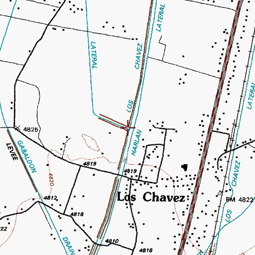 Topographic Map of Los Chavez Drain, NM
