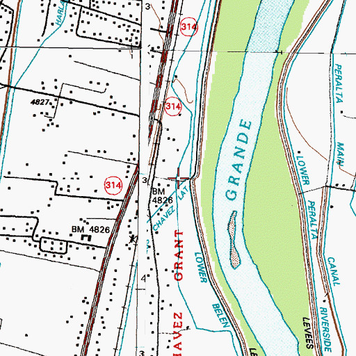 Topographic Map of Los Chavez Lateral, NM
