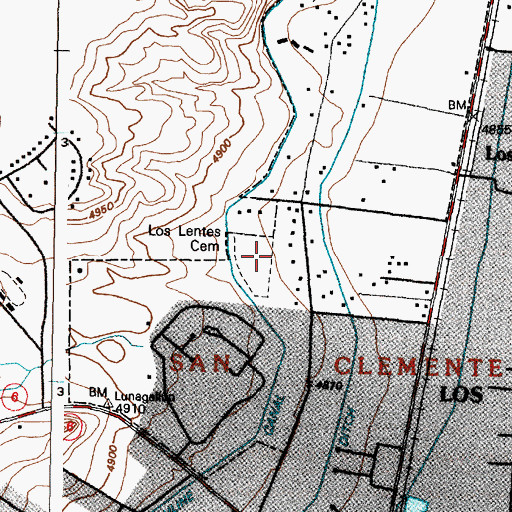 Topographic Map of Los Lentes Cemetery, NM