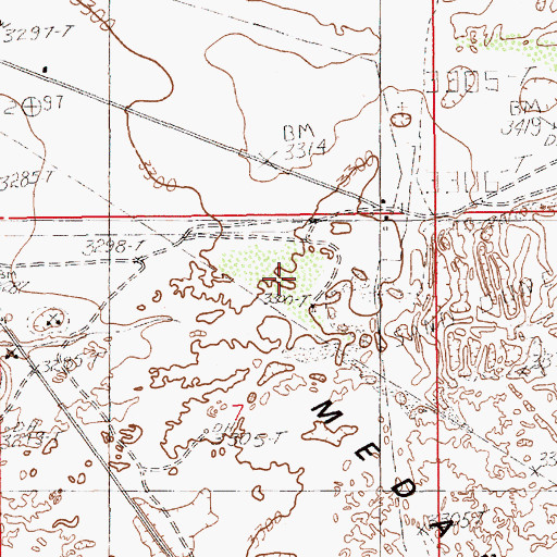 Topographic Map of Los Medanos, NM