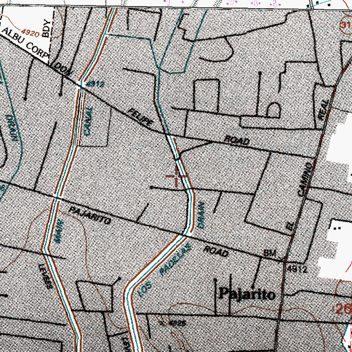 Topographic Map of Los Padillas Drain, NM