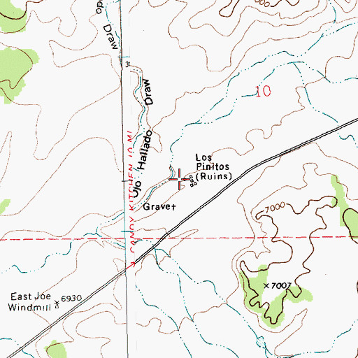 Topographic Map of Los Pinitos, NM