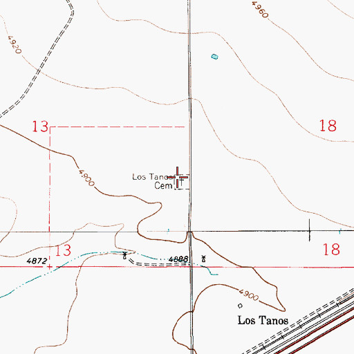Topographic Map of Los Tanos Cemetery, NM