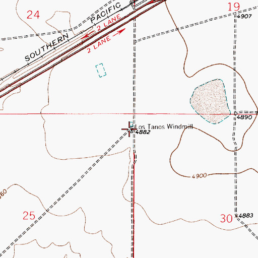 Topographic Map of Los Tanos Windmill, NM