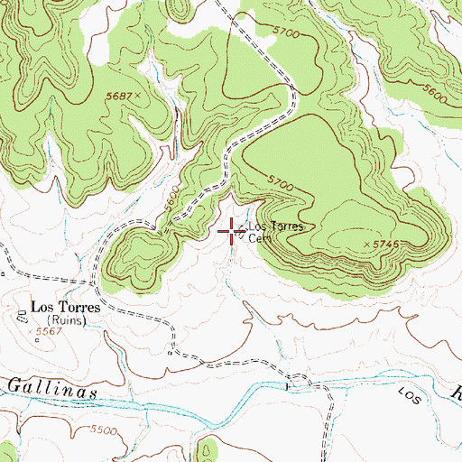 Topographic Map of Los Torres Cemetery, NM