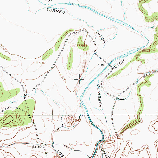 Topographic Map of Los Torres Ditch, NM