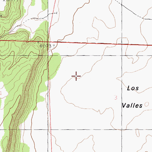 Topographic Map of Los Valles, NM