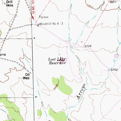 Topographic Map of Lost Lake Reservoir, NM