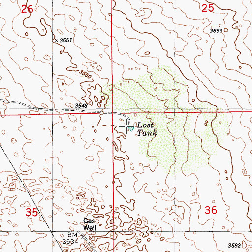 Topographic Map of Lost Tank, NM
