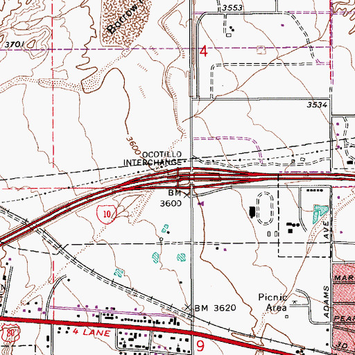 Topographic Map of Ocotillo Interchange, AZ