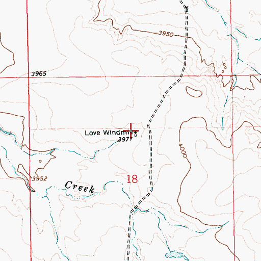Topographic Map of Love Windmill, NM