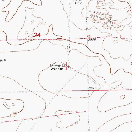 Topographic Map of Lovegrass Windmill, NM