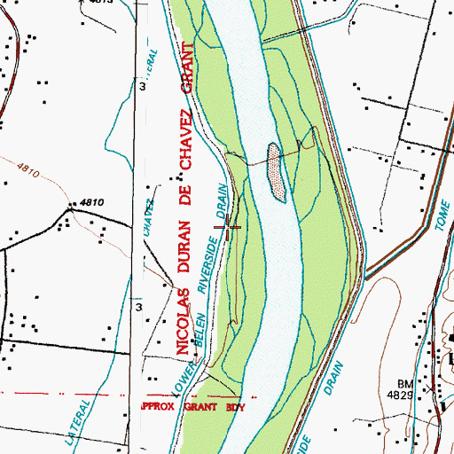 Topographic Map of Lower Belen Riverside Drain, NM