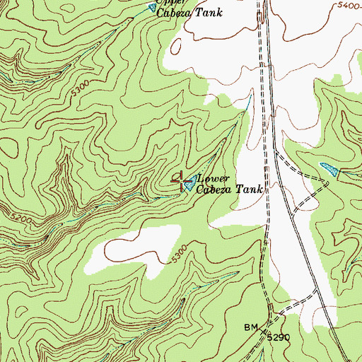 Topographic Map of Lower Cabeza Tank, NM