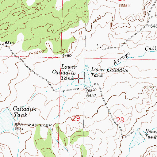 Topographic Map of Lower Calladito Tank, NM