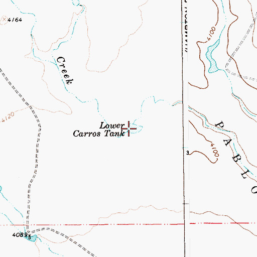 Topographic Map of Lower Carros Tank, NM
