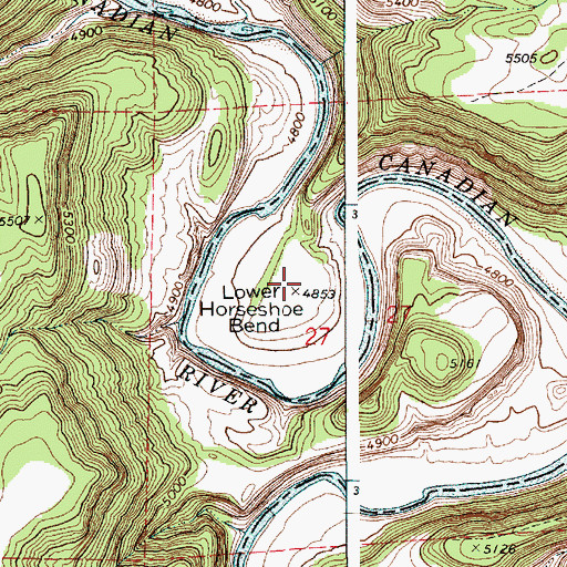Topographic Map of Lower Horseshoe Bend, NM