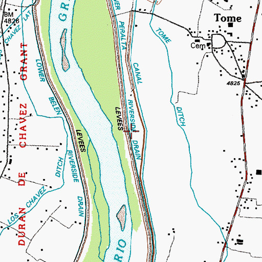 Topographic Map of Lower Peralta Riverside Drain, NM