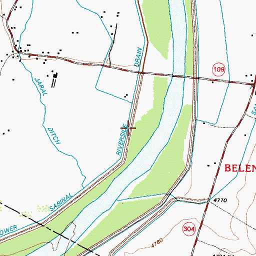 Topographic Map of Lower Sabinal Riverside Drain, NM