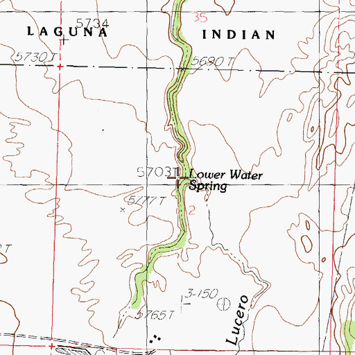 Topographic Map of Lower Water Spring, NM