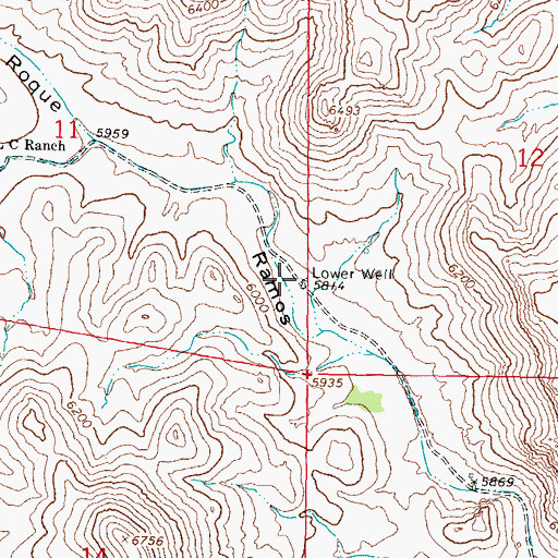 Topographic Map of Lower Well, NM