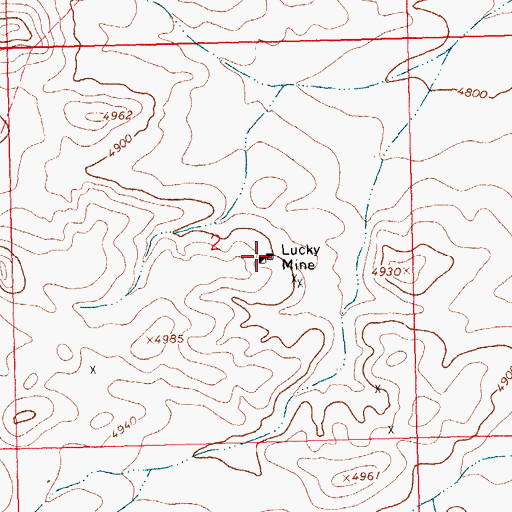 Topographic Map of Lucky Mine, NM