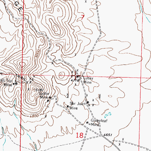 Topographic Map of Lucky Mine, NM