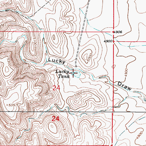 Topographic Map of Lucky Tank, NM