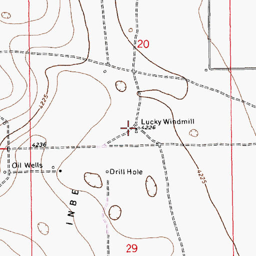 Topographic Map of Lucky Windmill, NM