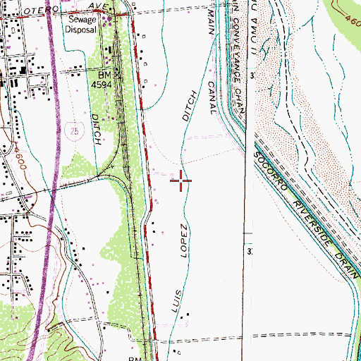 Topographic Map of Luis Lopez Ditch, NM