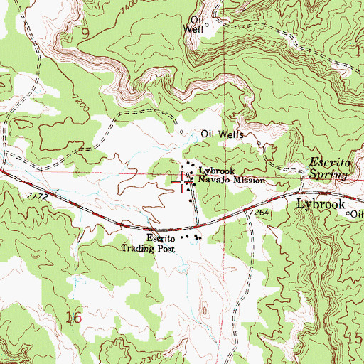 Topographic Map of Lybrook Navajo Mission, NM