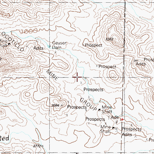 Topographic Map of Ocotillo Mine Group, AZ